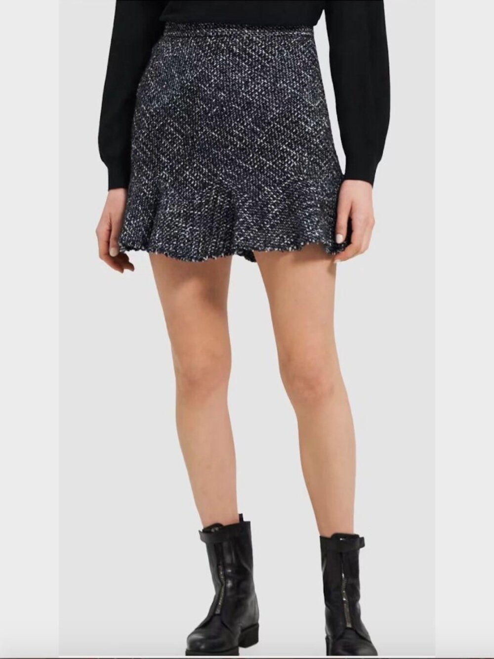 Theory Blue Multi Autumn Tweed Diag Zip Skirt - Size 8